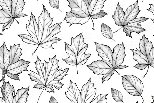 Wallpaper Mural Autumn leaves illustration for coloring book on white background Torontodigital.ca
