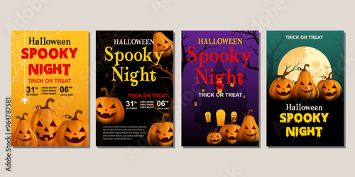 set of Halloween vertical banner with gradient design for poster, cover, social media, sale