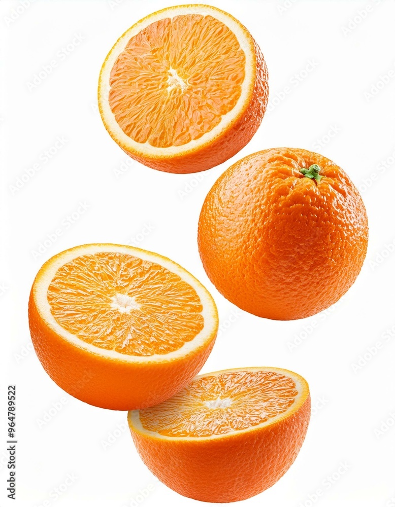 Naranjas cayendo, con un fondo blanco. Naranjas cayendo, con un fondo blanco.