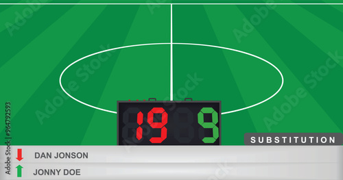Tableau sur toile Soccer substitution notice. vector illustration