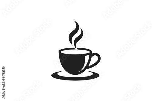 cup of coffee silhouette on white background