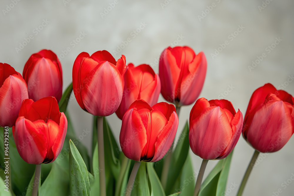 Fototapeta premium vibrant bunch of red tulips 