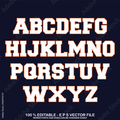 Classic college font. Vintage sport font in american style for football, baseball or basketball logos and t-shirt. Athletic department typeface, varsity style font. Vector
