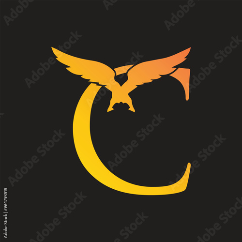 C with eagle icon logo design 