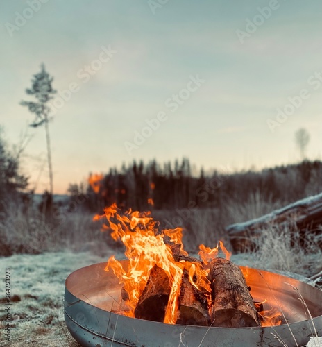 Wallpaper Mural cozy firepit with frosty sorrundings Torontodigital.ca