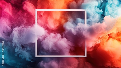 Abstract Colorful Smoke with White Frame photo