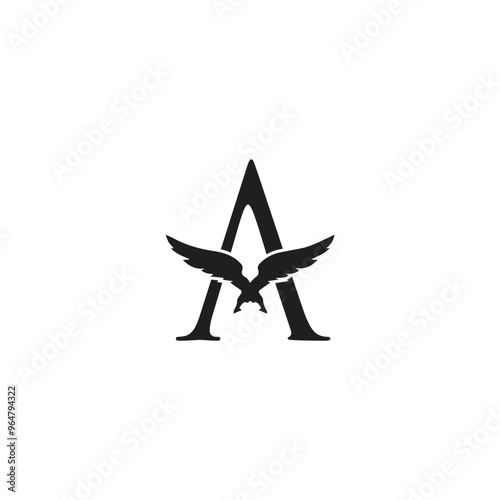 A with eagle icon logo design 