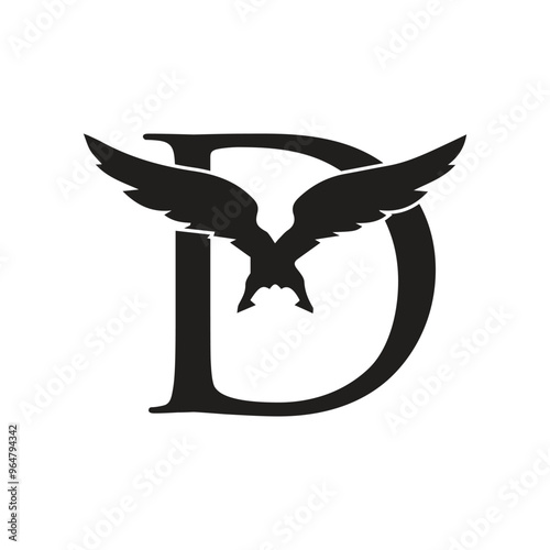 D with eagle icon logo design 