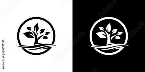 tree logo and flowing water.