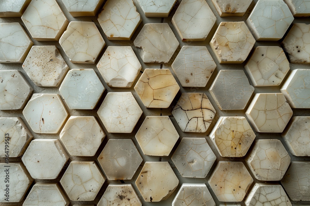 A wall made of hexagonal tiles A wall made of hexagonal tiles