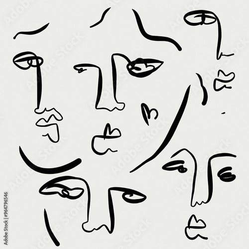 abstract faces line illustration 