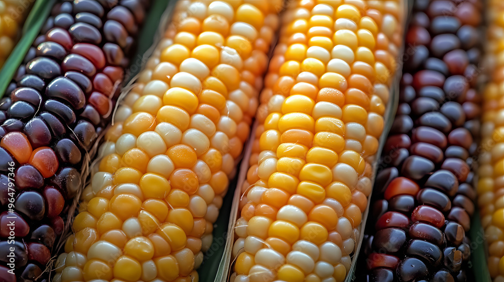 Stock texture pattern of fresh corn vegetables with seamless repeatability and tileability