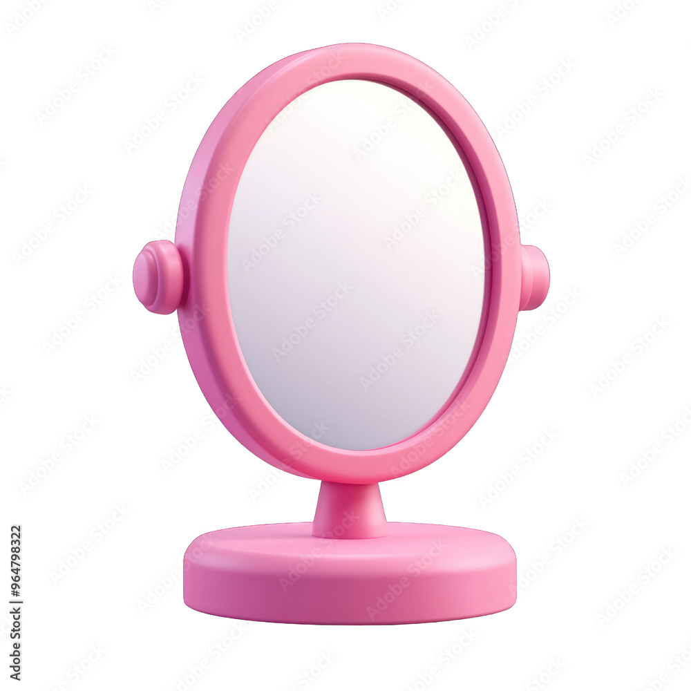 A stylish pink mirror with a round design, perfect for adding charm to any room or vanity. Ideal for beauty and decor themes. 3d render A stylish pink mirror with a round design, perfect for adding charm to any room or vanity. Ideal for beauty and decor themes. 3d render