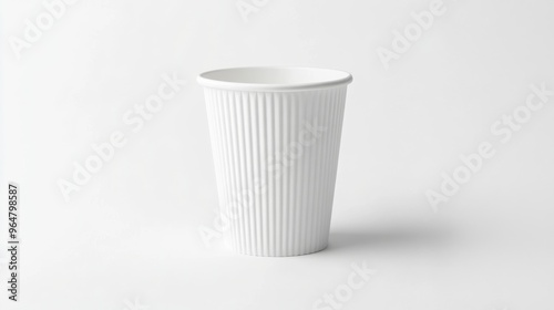 Wallpaper Mural White paper cup on white background, minimalist design. Eco-friendly and sustainable concept Torontodigital.ca