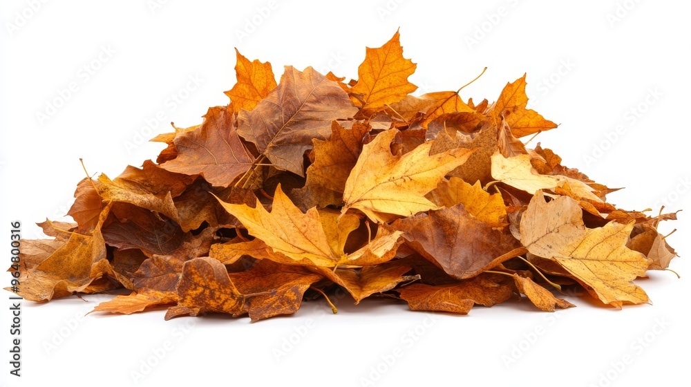 Pile of autumn fall colorful leaves isolated on white background Pile of autumn fall colorful leaves isolated on white background