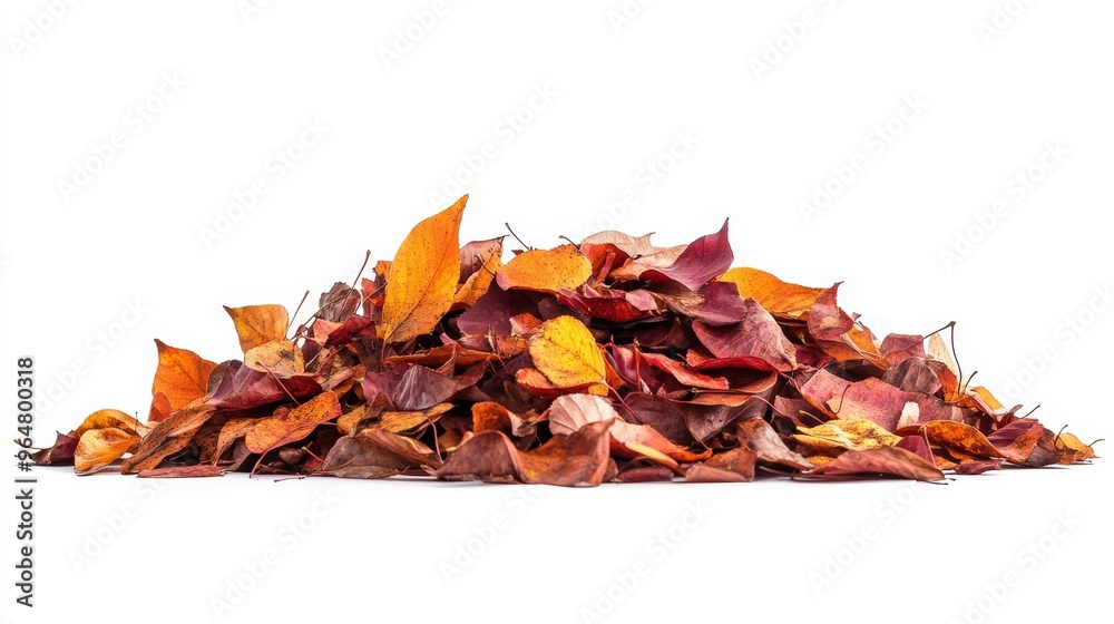Pile of autumn fall colorful leaves isolated on white background Pile of autumn fall colorful leaves isolated on white background