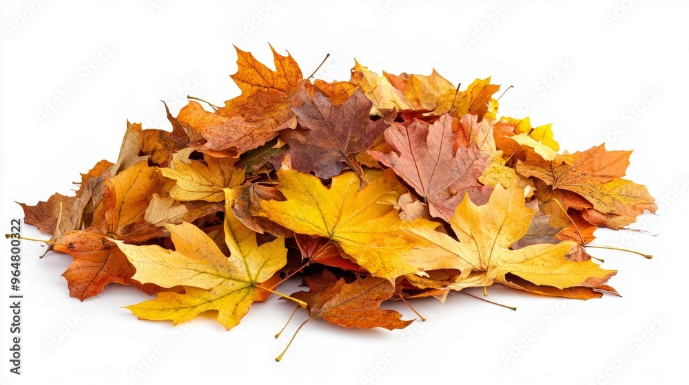 Pile of autumn fall colorful leaves isolated on white background Pile of autumn fall colorful leaves isolated on white background