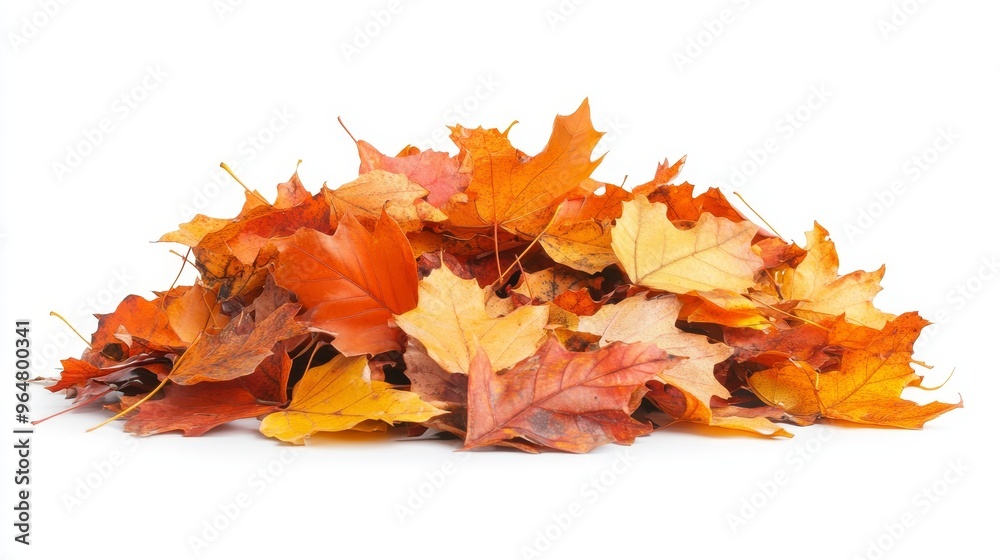 Pile of autumn fall colorful leaves isolated on white background Pile of autumn fall colorful leaves isolated on white background