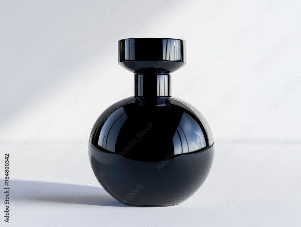 Black vase on white table Black vase on white table