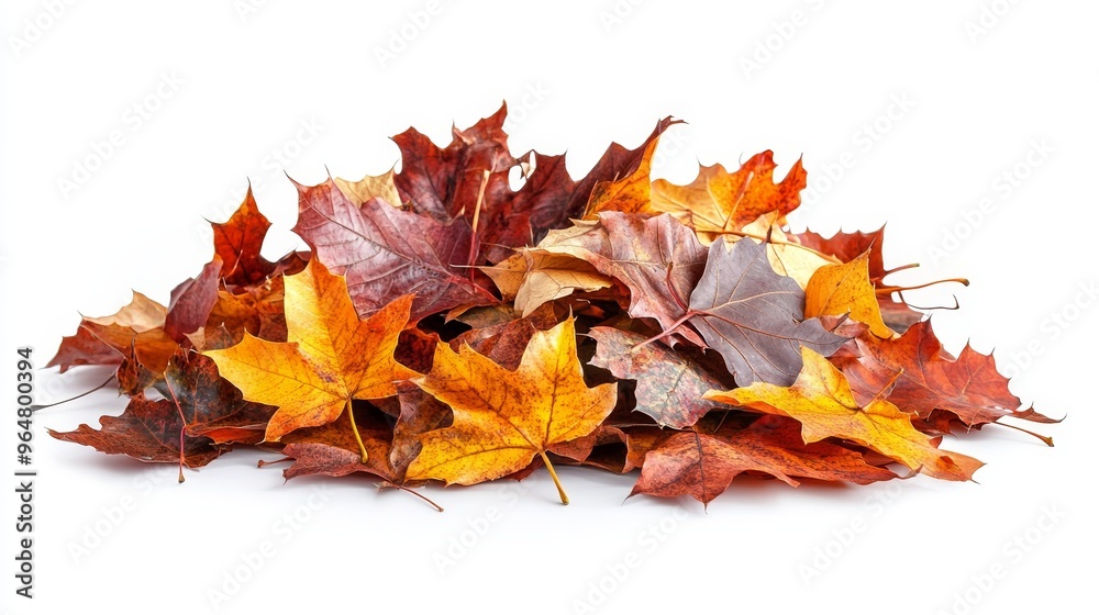 Pile of autumn fall colorful leaves isolated on white background Pile of autumn fall colorful leaves isolated on white background