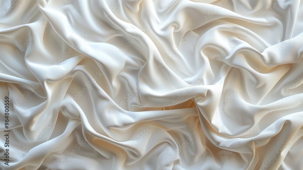 Fototapeta premium White bedding sheet fabric with abstract wrinkles, texture background