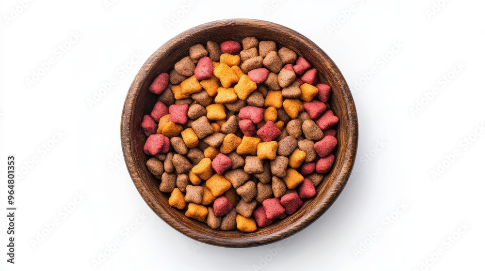 Plate of dry pet food isolated on white background Plate of dry pet food isolated on white background