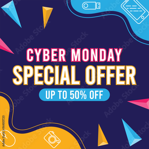 Cyber Monday banner. Promotion sale poster.