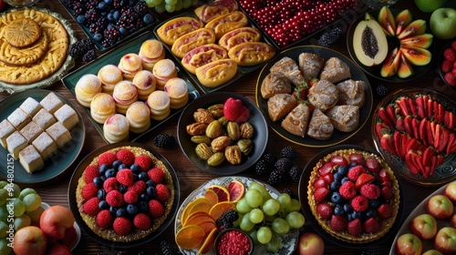 Vibrant display of Turkish fruit desserts