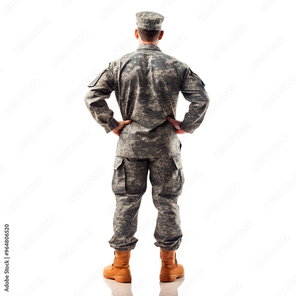soldier standing back view soldier standing back view