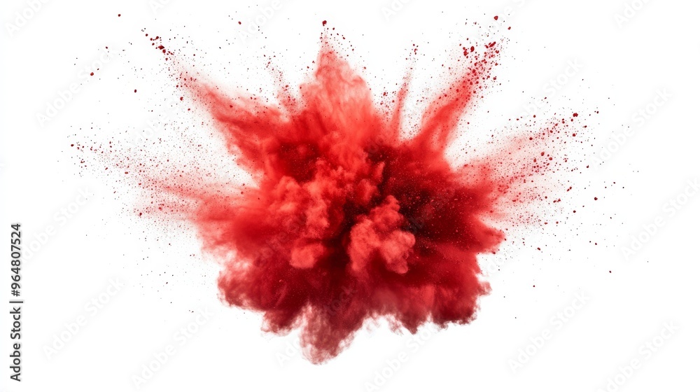 Red powder explosion on white background Red powder explosion on white background