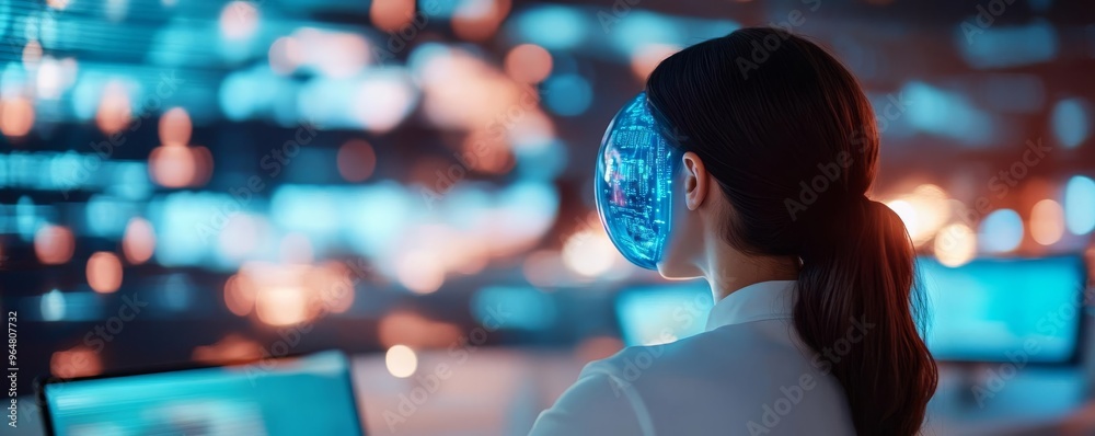 Futuristic workspace, digital collaboration tools, holographic screens, creative office Futuristic workspace, digital collaboration tools, holographic screens, creative office