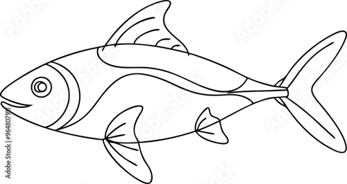 drawing fish line art vector illustration