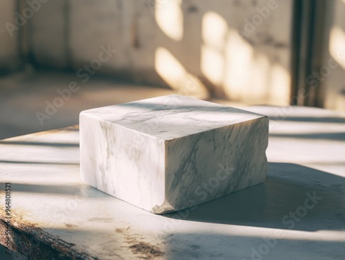 Marble block on table photo