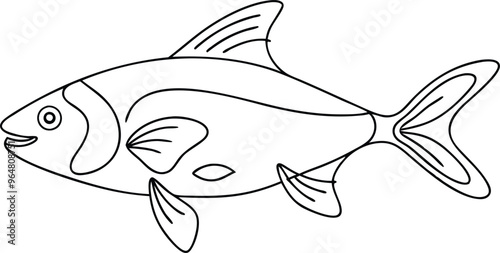 drawing fish line art vector illustration