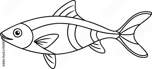 drawing fish line art vector illustration