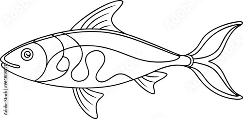 drawing fish line art vector illustration