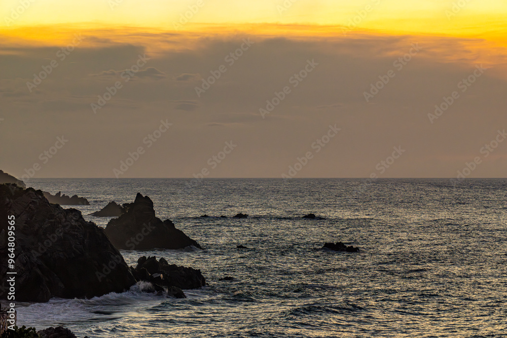 Travel themes: Beautiful and colorful sunrise at the Caribbean beach