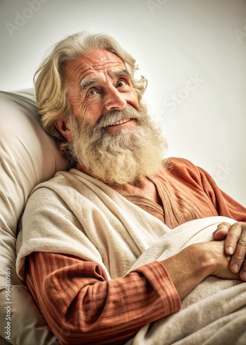 Job reflecting on his life in old age, surrounded by warmth and wisdom. Generative AI