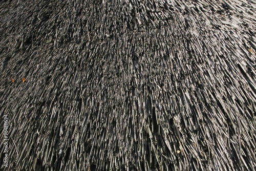 Obraz na plátně Grey thatched roof texture close up
