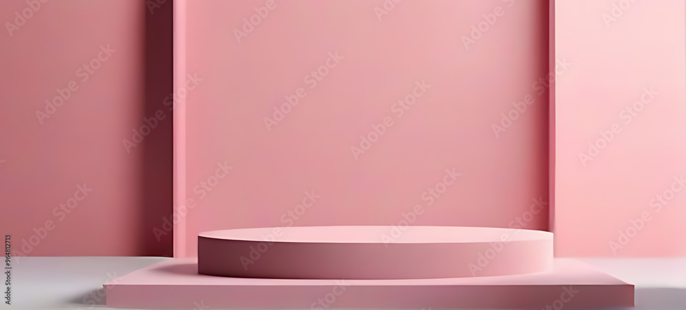 minimalist geometric design pink podium product presentation mockup rendering mockup