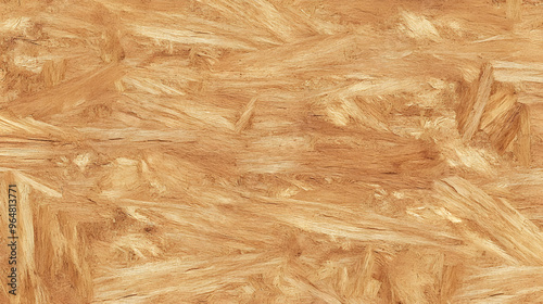 Fototapeta Naklejka Na Ścianę i Meble -  background texture of seamless compressed wood particle board. made of tilable light brown pressed redwood, plywood, pine or oak fiberboard, or OSB Oriented Strand Board. 3D Rendering