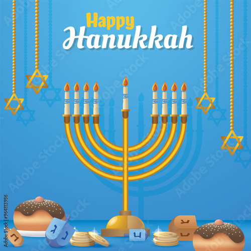 vector happy hanukkah horizontal banner