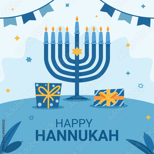 vector happy hanukkah horizontal banner