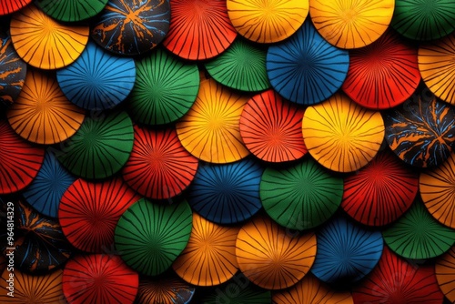 Vibrant, colorful paper cups arranged in a stunning pattern, perfect for celebrations and festive occasions.