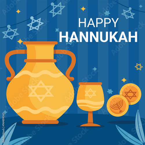 vector happy hanukkah horizontal banner