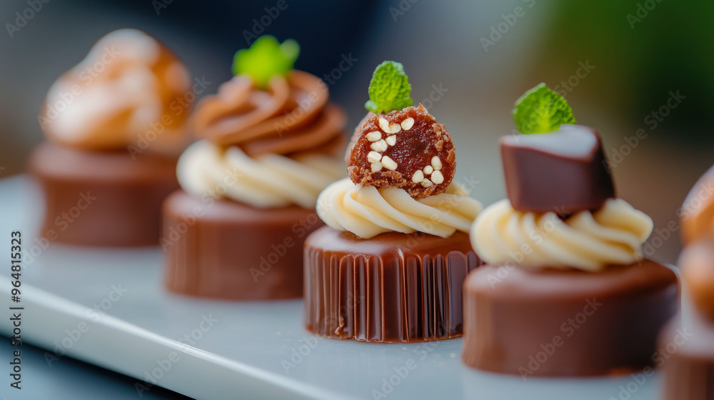 four chocolate pralines in a row four chocolate pralines in a row