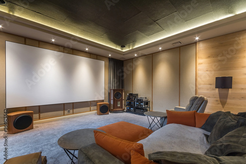 Foto The interior of a home theater with modern equipment