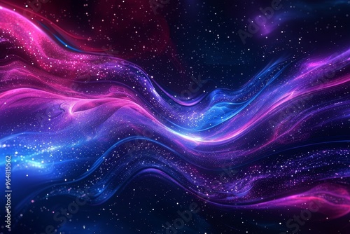 A mesmerizing display of swirling colors and glittering stars creates a cosmic atmosphere filled with vibrant hues of pink, blue, and purple in a deep space setting.