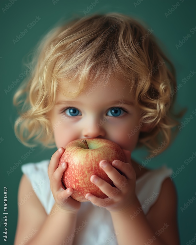 Yummy. Little boy eating a red apple Yummy. Little boy eating a red apple