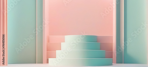 enchanting pastel podium backgrounds romantic nostalgic scenes rendering mockup